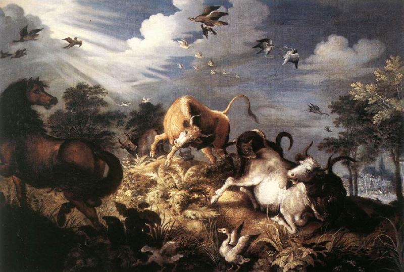 SAVERY, Roelandt Horses and Oxen Attacked by Wolves ar oil painting image